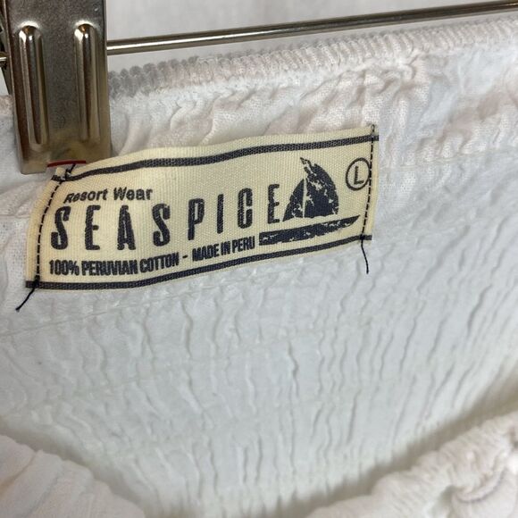 Sea Spice White Crochet Lace Asymmetric Sleeveless Halter Summer Midi Dress L - Picture 5 of 5